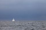 samotny biały żagiel, Zatoka Gdańska, Bałtyk
