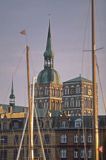 Kościół św. Mikołaja, Stralsund, Niemcy, widok na miasto z portu jachtowego