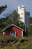latarnia morska i chata na wyspie Stubben, Archipelag Kvarken, Finlandia, Zatoka Botnicka