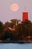 wschód księżyca, widok z wyspy Stubben, Archipelag Kvarken, Finlandia, Zatoka Botnicka