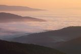 Świt, Widok z Połoniny Wetlińskiej, Bieszczady,