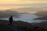 Inwersja, mgły w dolinach, widok z Połoniny Wetlińskiej, Bieszczady