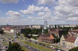 Szczecin, panorama z zamku Książąt Pomorskich, z Wieży Zegarowej, Kościół św. Piotra i św. Pawła, XV wiek