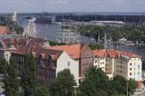 Szczecin, panorama z zamku Książąt Pomorskich, z Wieży Zegarowej, Wały Chrobrego,Odra Zachodnia Wyspa Grodzka