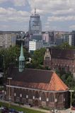 Szczecin, panorama z zamku Książąt Pomorskich, z Wieży Zegarowej, Kościół św. Piotra i św. Pawła, XV wiek i nowoczesne wieżowce