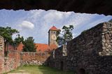 Szczytno, ruiny zamku i ratusz, Mazury