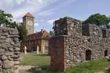 Szczytno, ruiny zamku i ratusz, Mazury