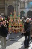 Szopki Krakowskie na Rynku pod pomnikiem Mickiewicza w pierwszy czwartek grudnia, Kraków Christmas cribs, Cracow, Poland