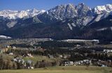 Tatry panorama z Gubałówki, Kościelisko, Giewont, Długi Giewont, Kasprowy i Świnica