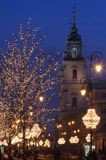 świąteczna iluminacja Warszawy, Trakt Królewski, Krakowskie Przedmieście, Kościół św. Krzyża