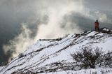 W chmurach, poranek na Wetlińskiej, Bieszczady