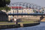 Most J. Piłsudskiego, rzeka Wisła, szlak wodny Wisły, Bulwar Inflandzki, Kraków, Małopolska