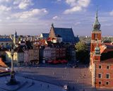 Warszawa, Plac Zamkowy, Zamek Królewski, Katedra św. Jana, kamienice, kolumna Zygmunta