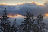 Chmury i zachód Słońca, widok z Jaworników, Góry Sanocko-Turczańskie