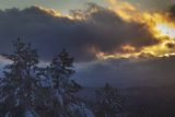 Chmury i zachód Słońca, widok z Jaworników, Góry Sanocko-Turczańskie